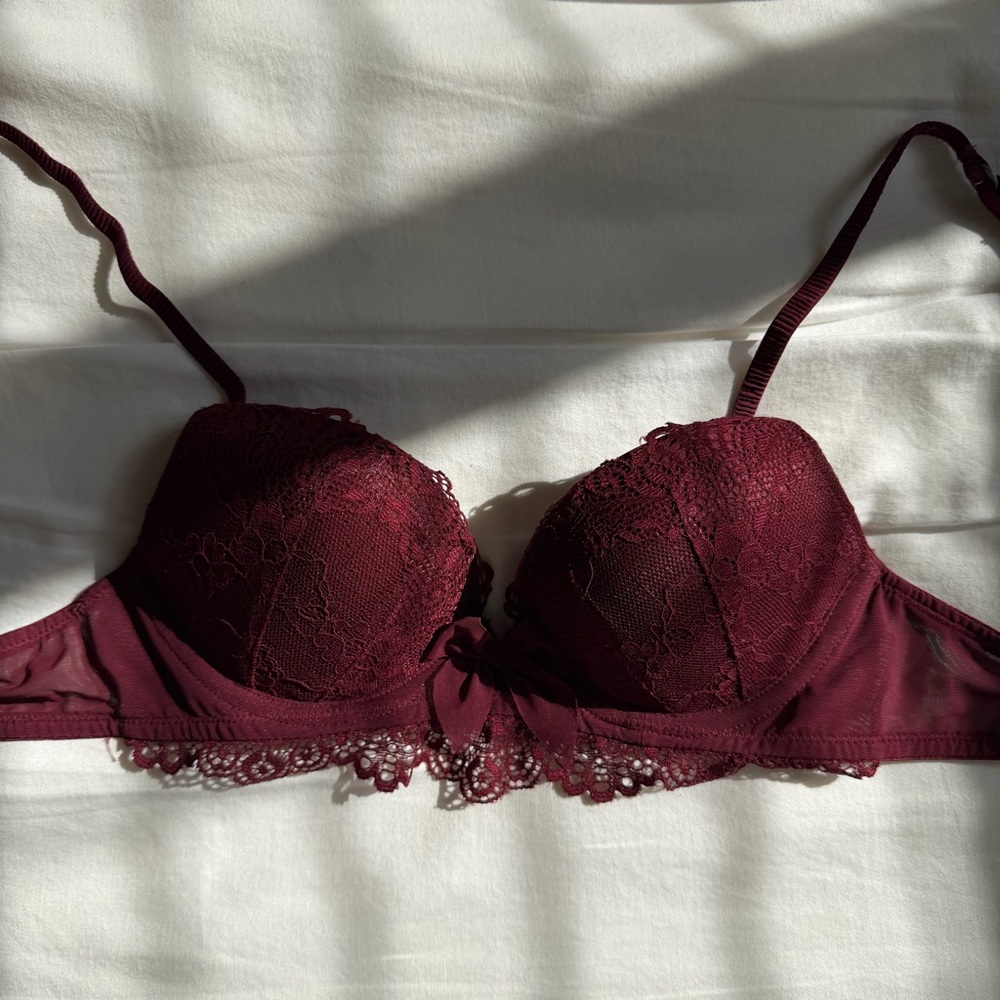 Gilly Hicks Deep Red Lace Bra - Push ‘Em Up Plunge